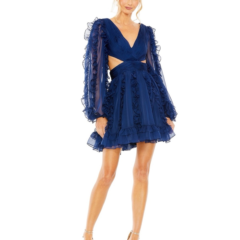 Mac Duggal 68418 Ruffle Sleeve Cutout Dress